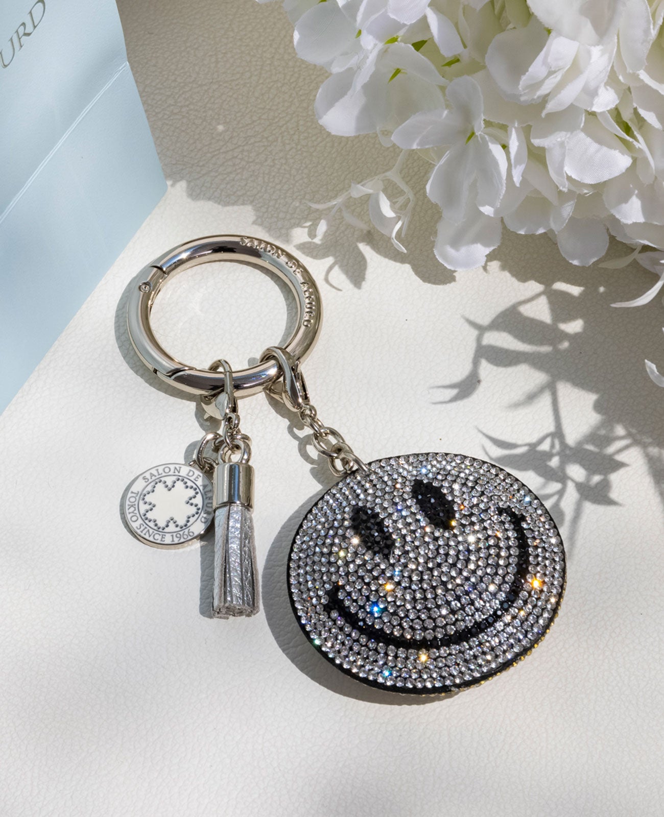 Smile Rhinestone (Crystal) Charm with Tassel & Clover 1427