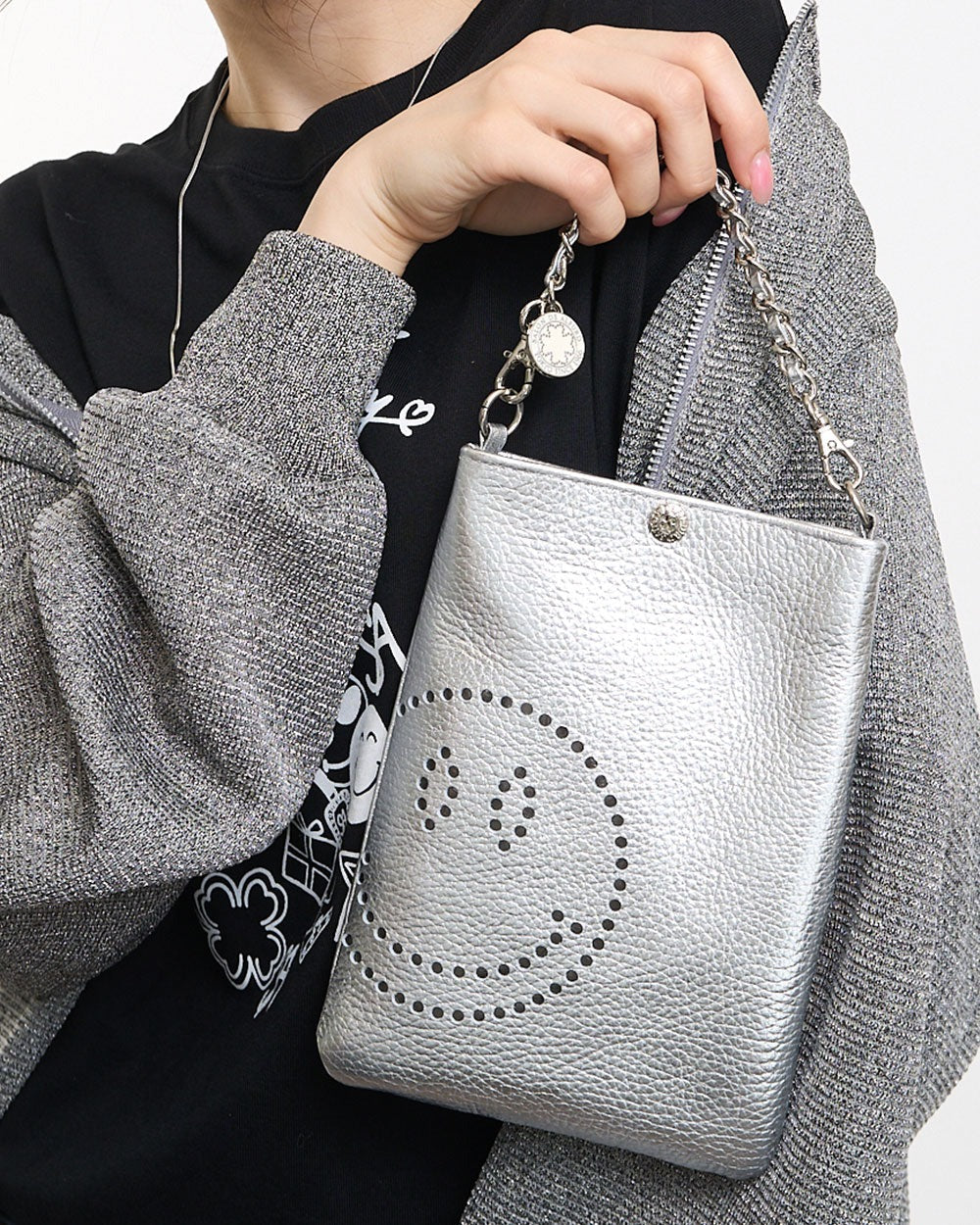 Leather Short Chain with Clover 1537