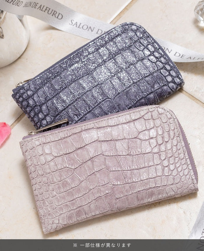 Carry L-Zip Mini Wallet – Glitter Croc-Embossed Leather 1977