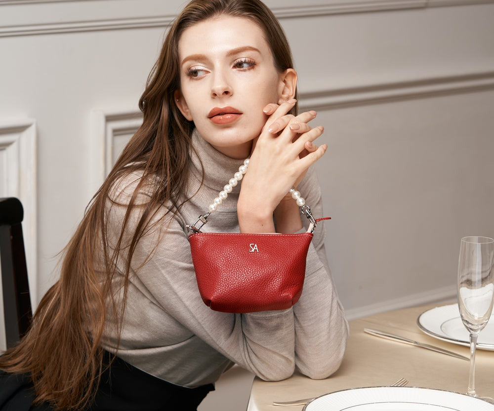 Pouch with Pearl Handle – SA Logo 1738-sa