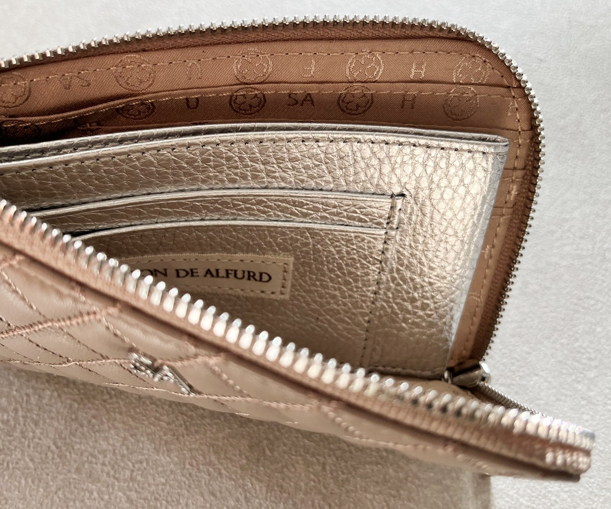 Tenera L-Shaped Zip Mini Wallet with SA Logo 1819stn-sa