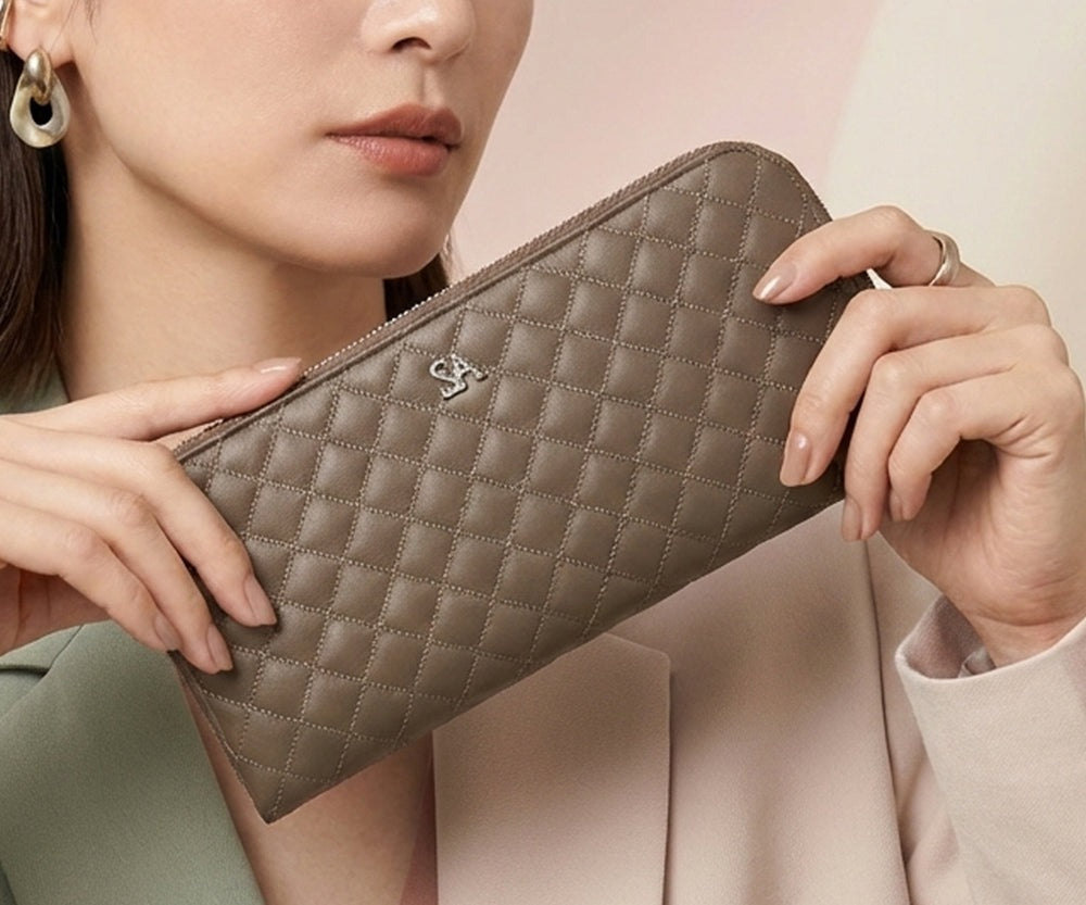 Tenera L-Shaped Zip Long Wallet with SA Logo 1820stn-sa