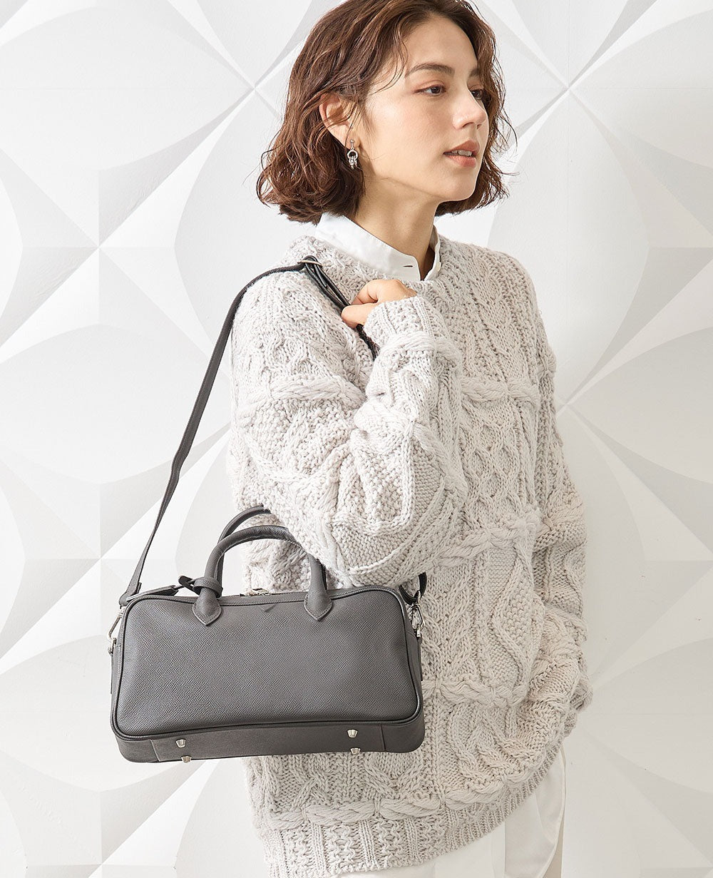 GAIEN East-West 2-Way Boston Bag in Grained Calfskin 1828-bx