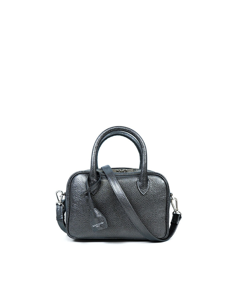 Horizontal 2-Way Boston Bag – Small Size – Italian Shrink-Embossed Leather Ver. 1882-it