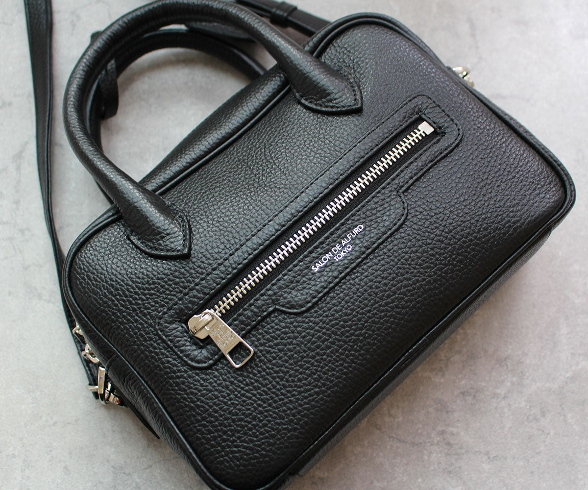 Horizontal 2-Way Boston Bag – Small Size – Italian Shrink-Embossed Leather Ver. 1882-it