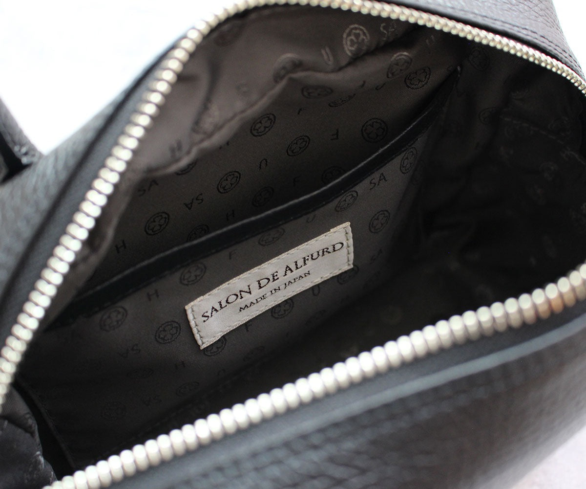 Horizontal 2-Way Boston Bag – Small Size – Italian Shrink-Embossed Leather Ver. 1882-it