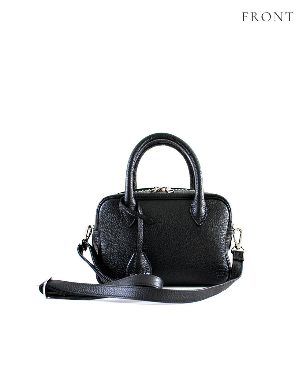 Horizontal 2-Way Boston Bag – Small Size – Italian Shrink-Embossed Leather Ver. 1882-it