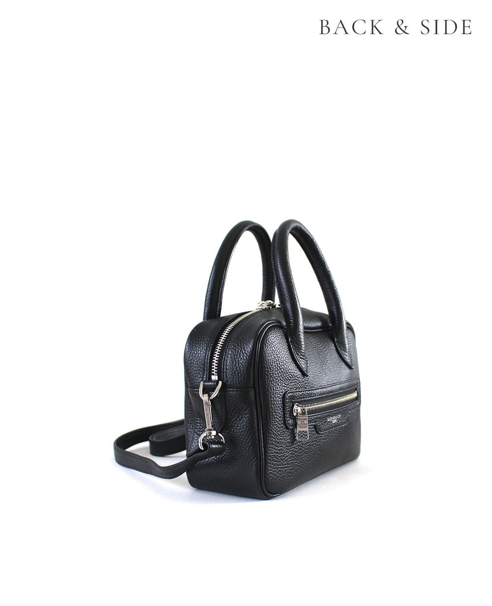 Horizontal 2-Way Boston Bag – Small Size – Italian Shrink-Embossed Leather Ver. 1882-it