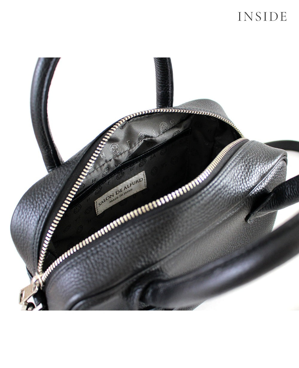 Horizontal 2-Way Boston Bag – Small Size – Italian Shrink-Embossed Leather Ver. 1882-it
