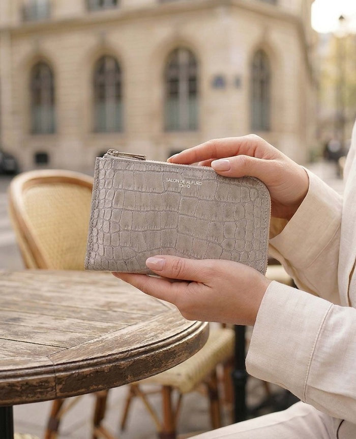 Carry L-Zip Mini Wallet – Glitter Croc-Embossed Leather 1977