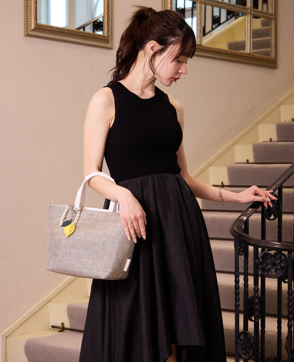 Sac de Promenade Raffia-Style Woven Tote Bag M (with D-Ring) 1989