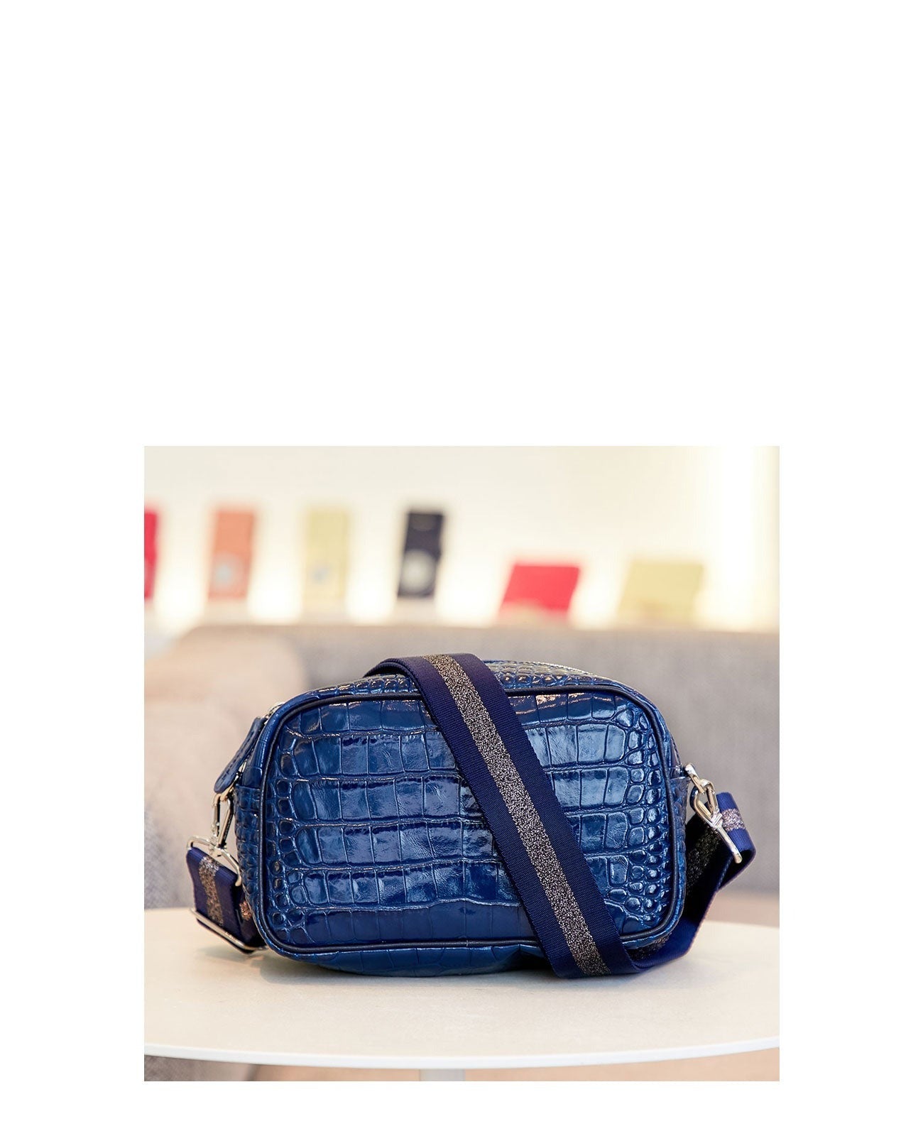 Square Pochette Body Bag Italian Croco Textured Ver. 1575-ic