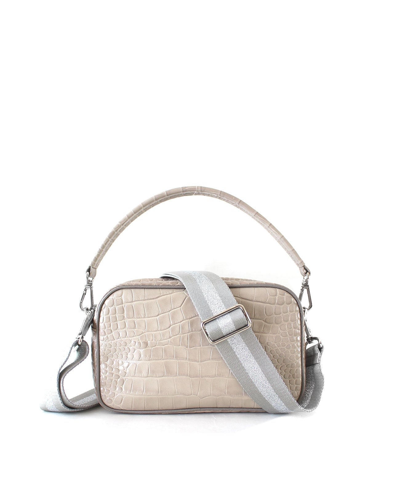 Square Pochette Body Bag with Short Handle Italian Croco Textured Ver. 1575-ic-set