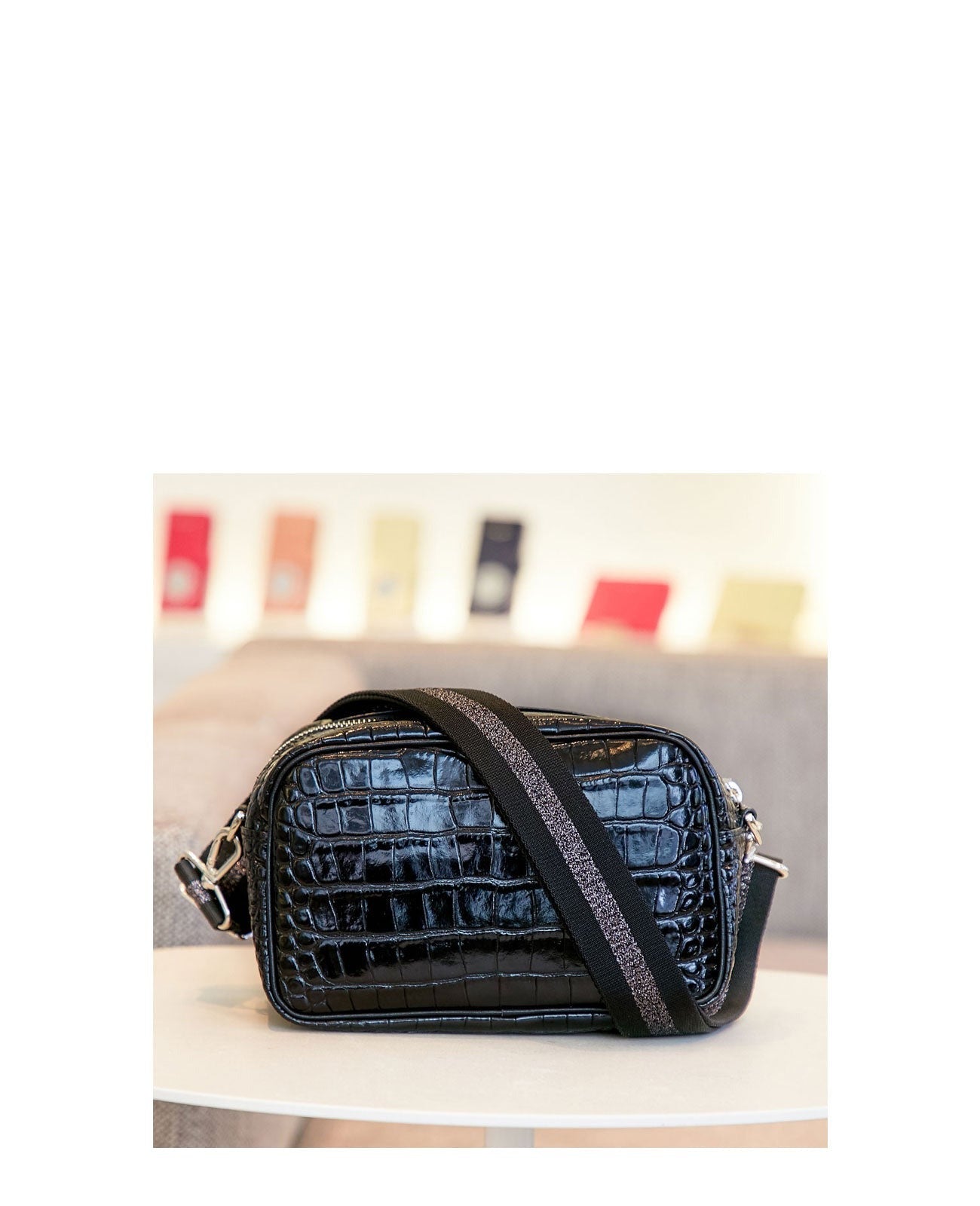 Square Pochette Body Bag Italian Croco Textured Ver. 1575-ic