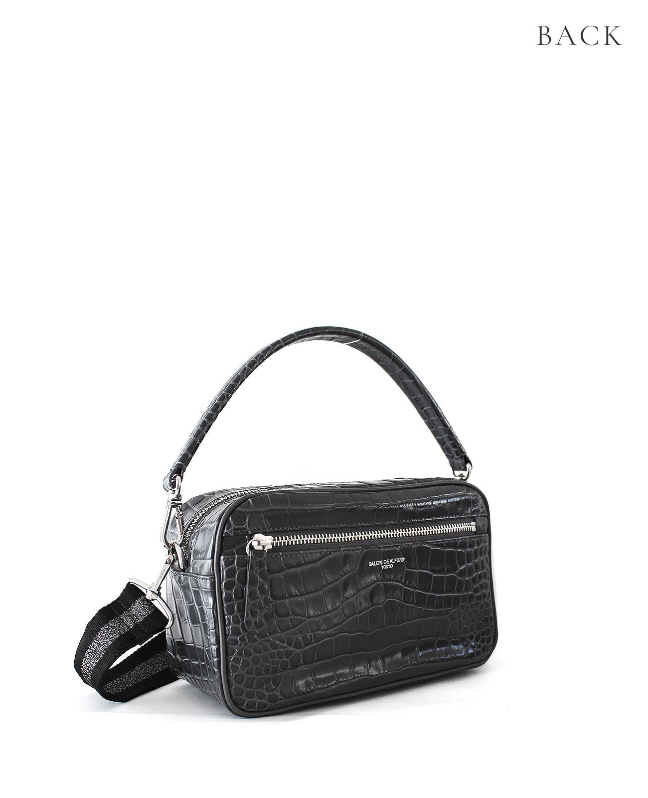 Square Pochette Body Bag with Short Handle Italian Croco Textured Ver. 1575-ic-set