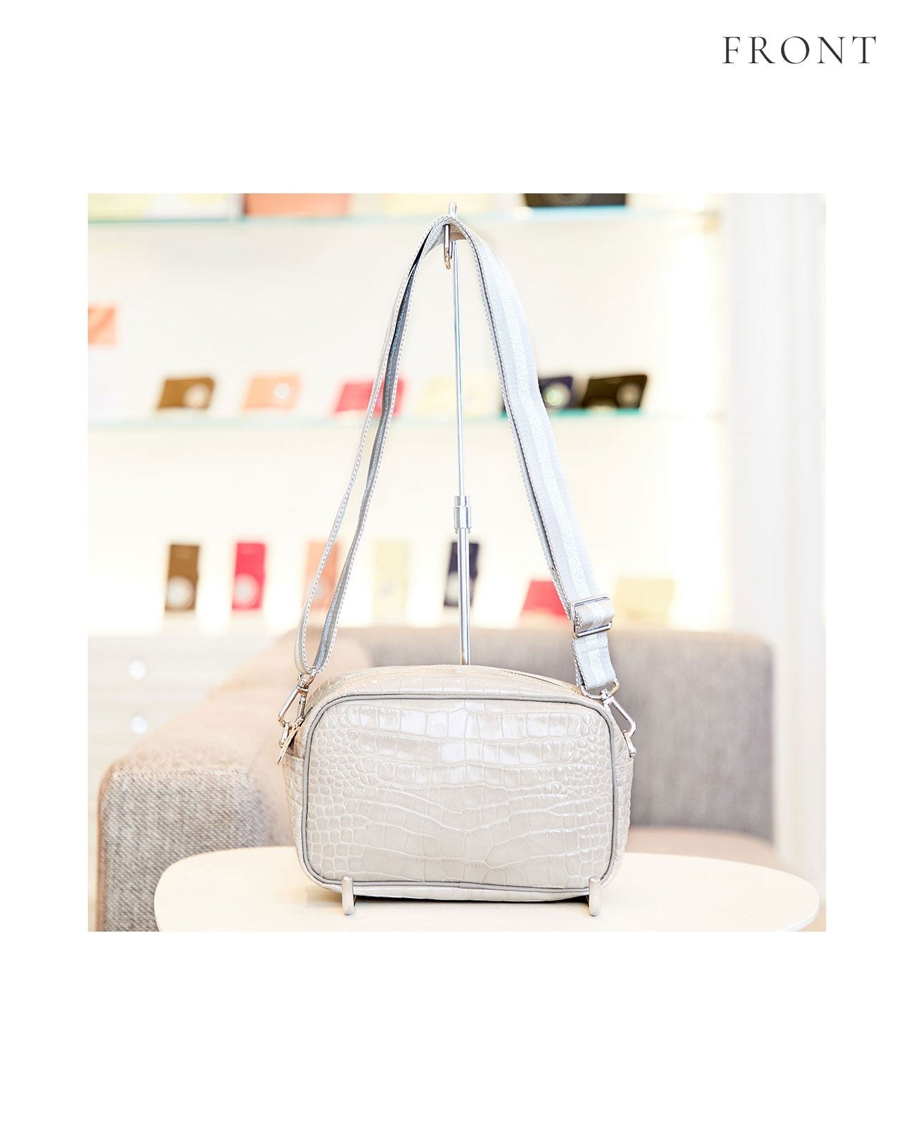 Square Pochette Body Bag Italian Croco Textured Ver. 1575-ic