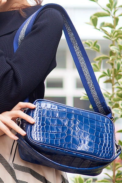 Square Pochette Body Bag with Short Handle Italian Croco Textured Ver. 1575-ic-set