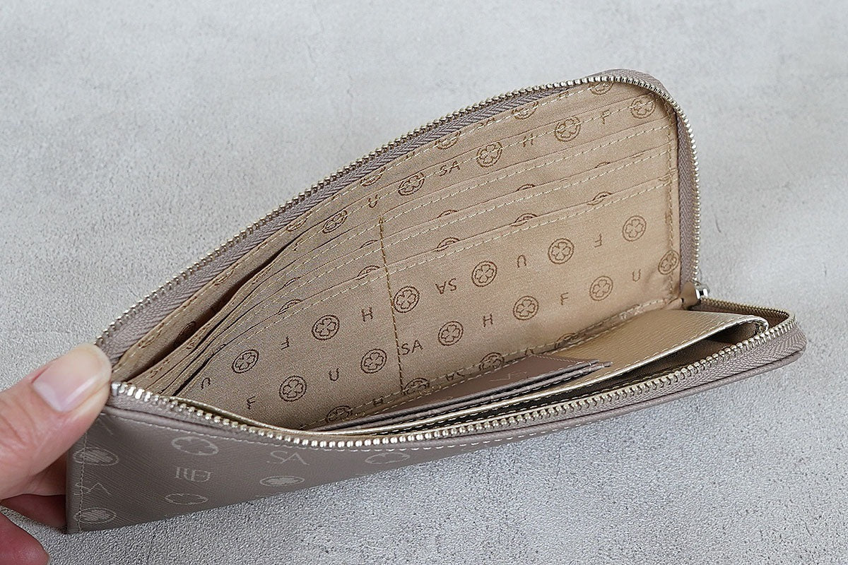 Apple Leather Monogram L-shaped Long Wallet 1412-ap