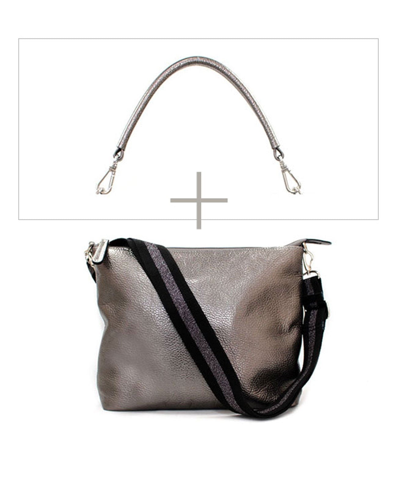 Horizontal Pochette with Leather Handle, M size 1413-set