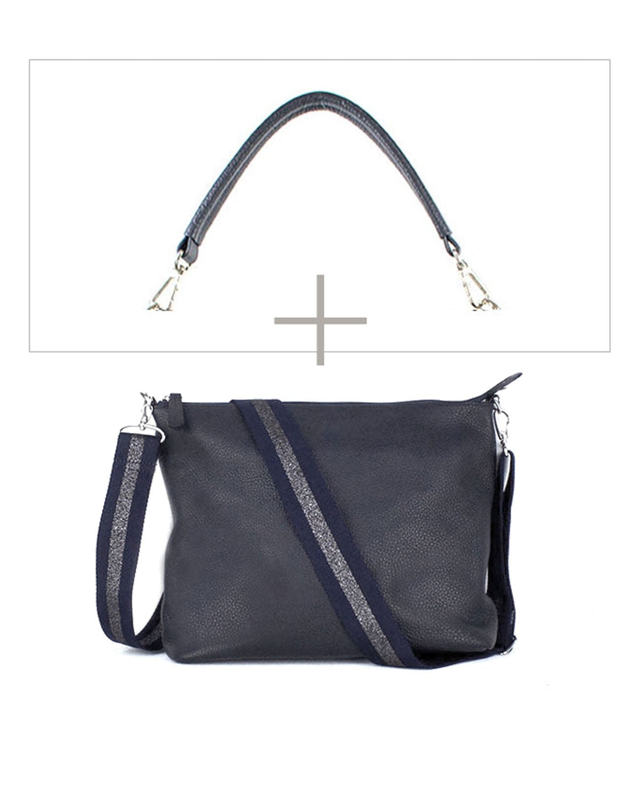 Horizontal Pochette with Leather Handle, M size 1413-set