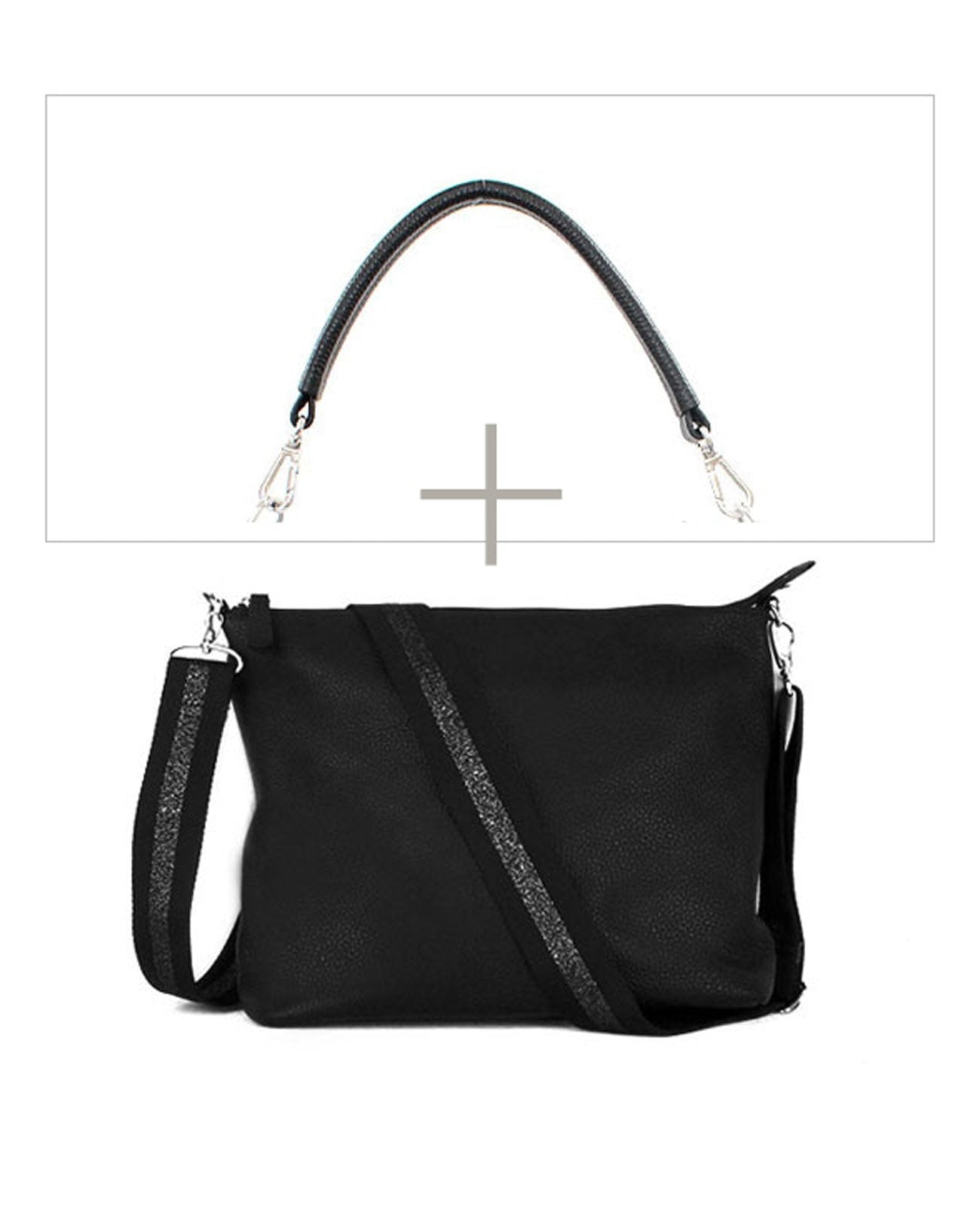 Horizontal Pochette with Leather Handle, M size 1413-set