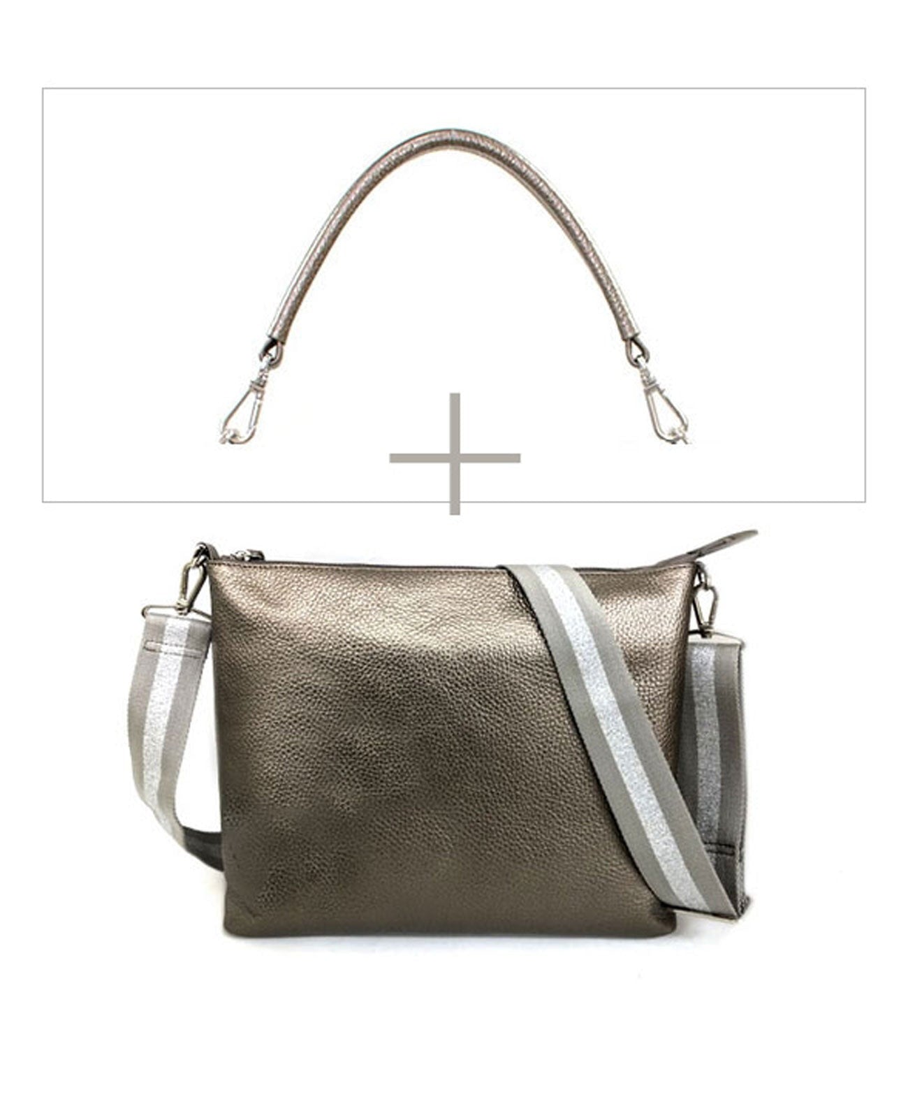 Horizontal Pochette with Leather Handle, M size 1413-set