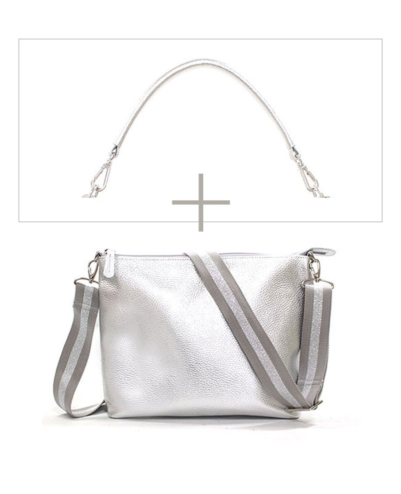 Horizontal Pochette with Leather Handle, M size 1413-set