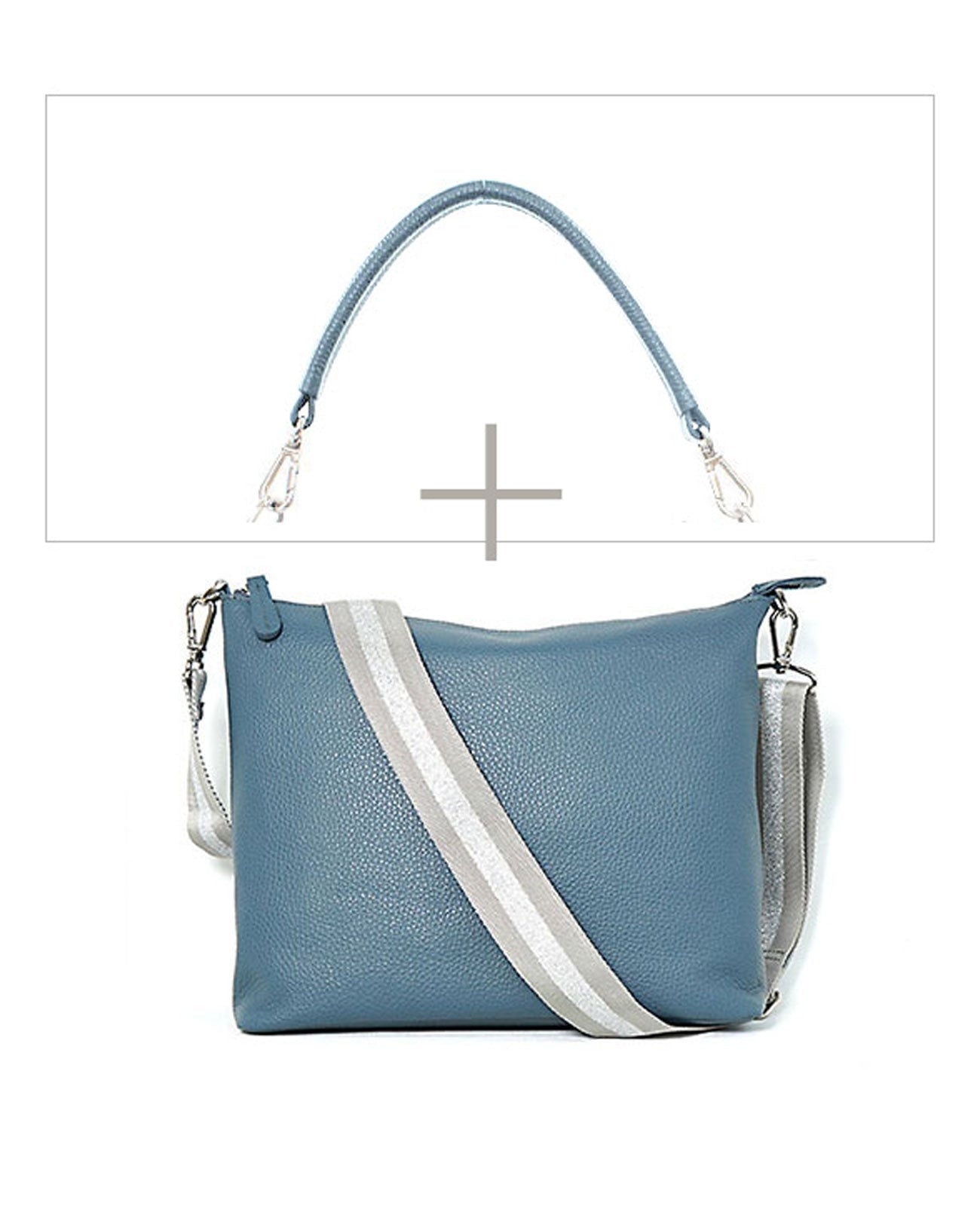 Horizontal Pochette with Leather Handle, M size 1413-set