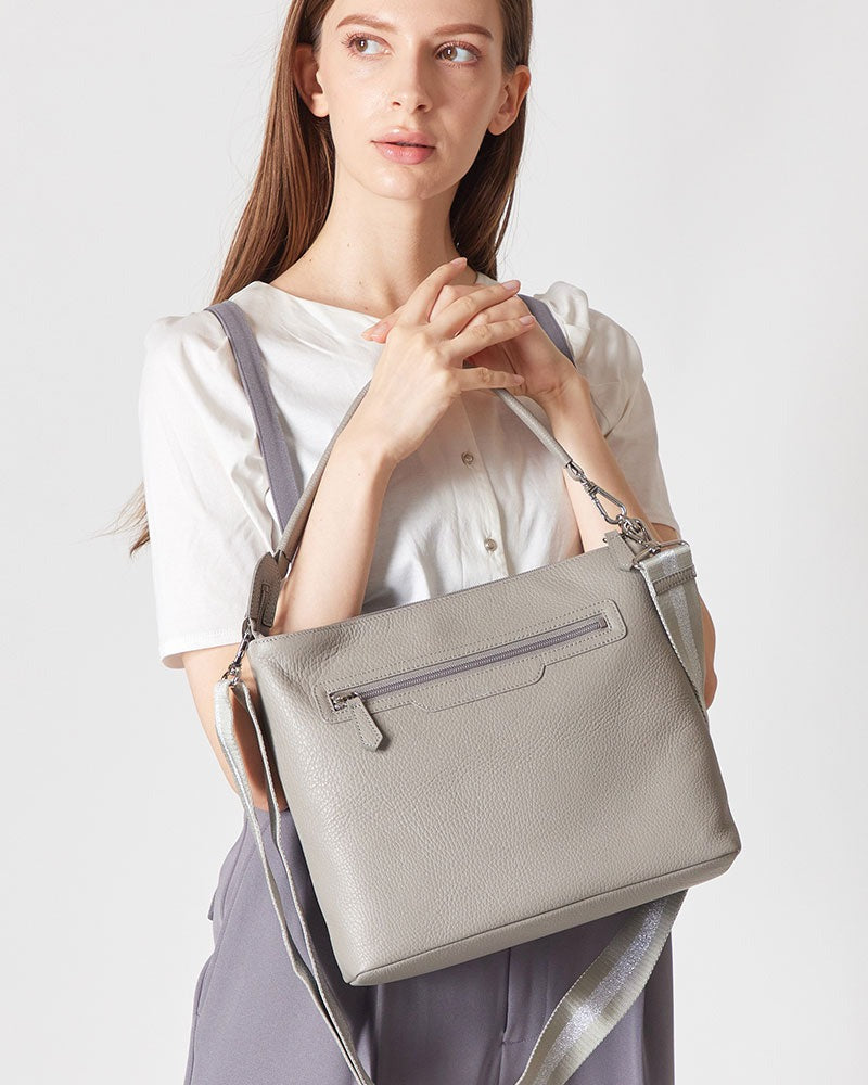 Horizontal Pochette with Leather Handle, M size 1413-set