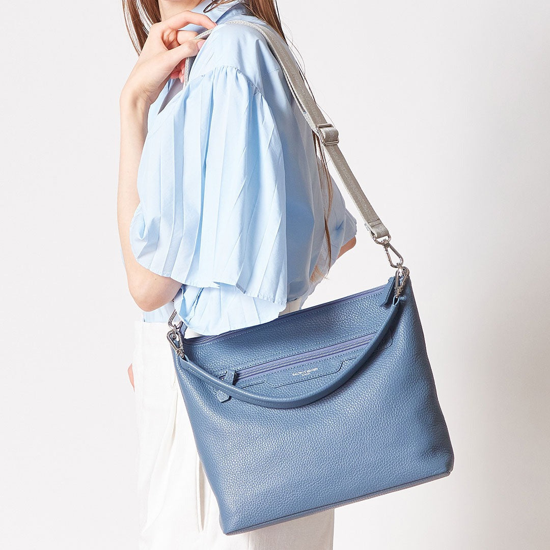 Horizontal Pochette with Leather Handle, M size 1413-set
