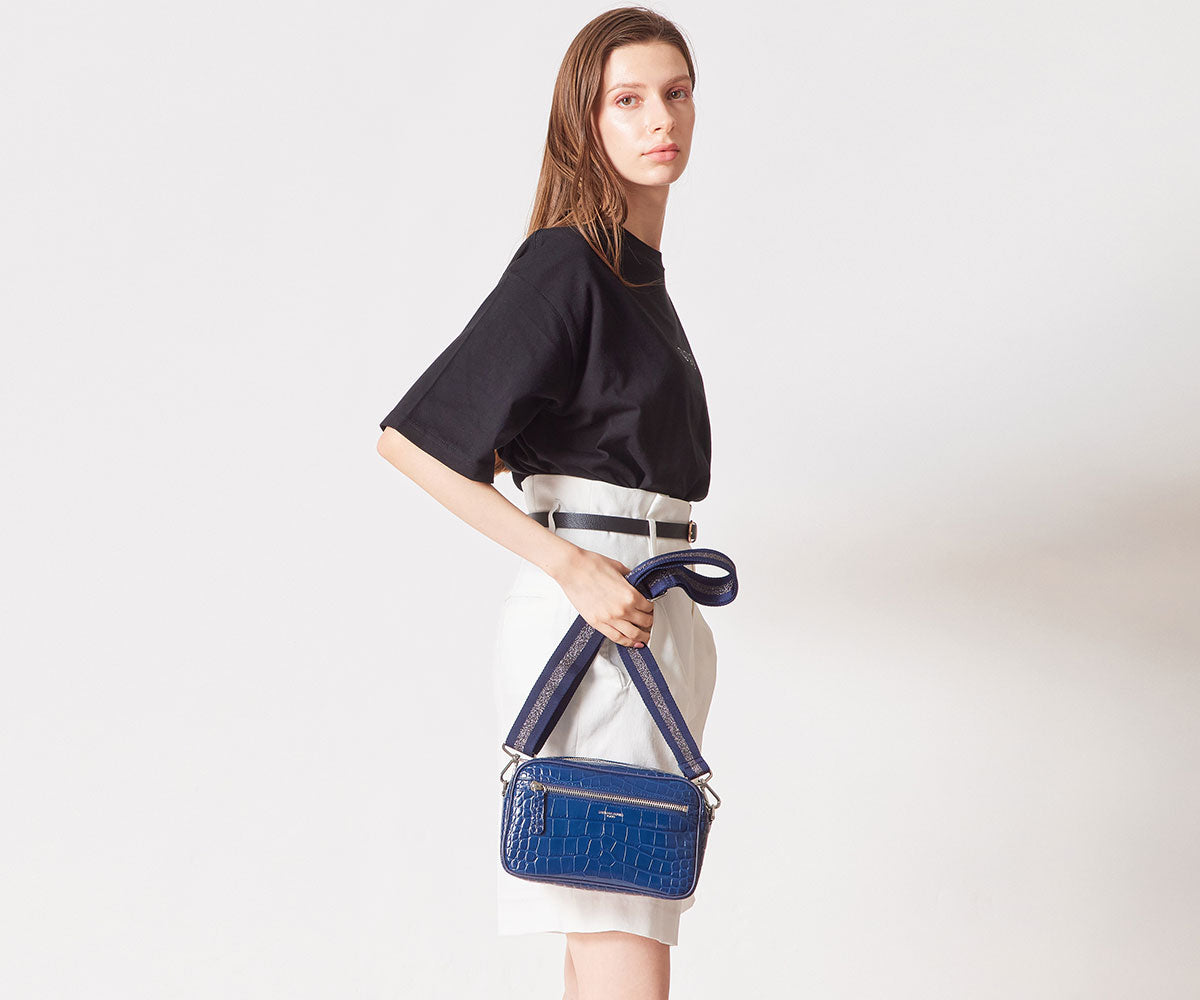 Square Pochette Body Bag Italian Croco Textured Ver. 1575-ic