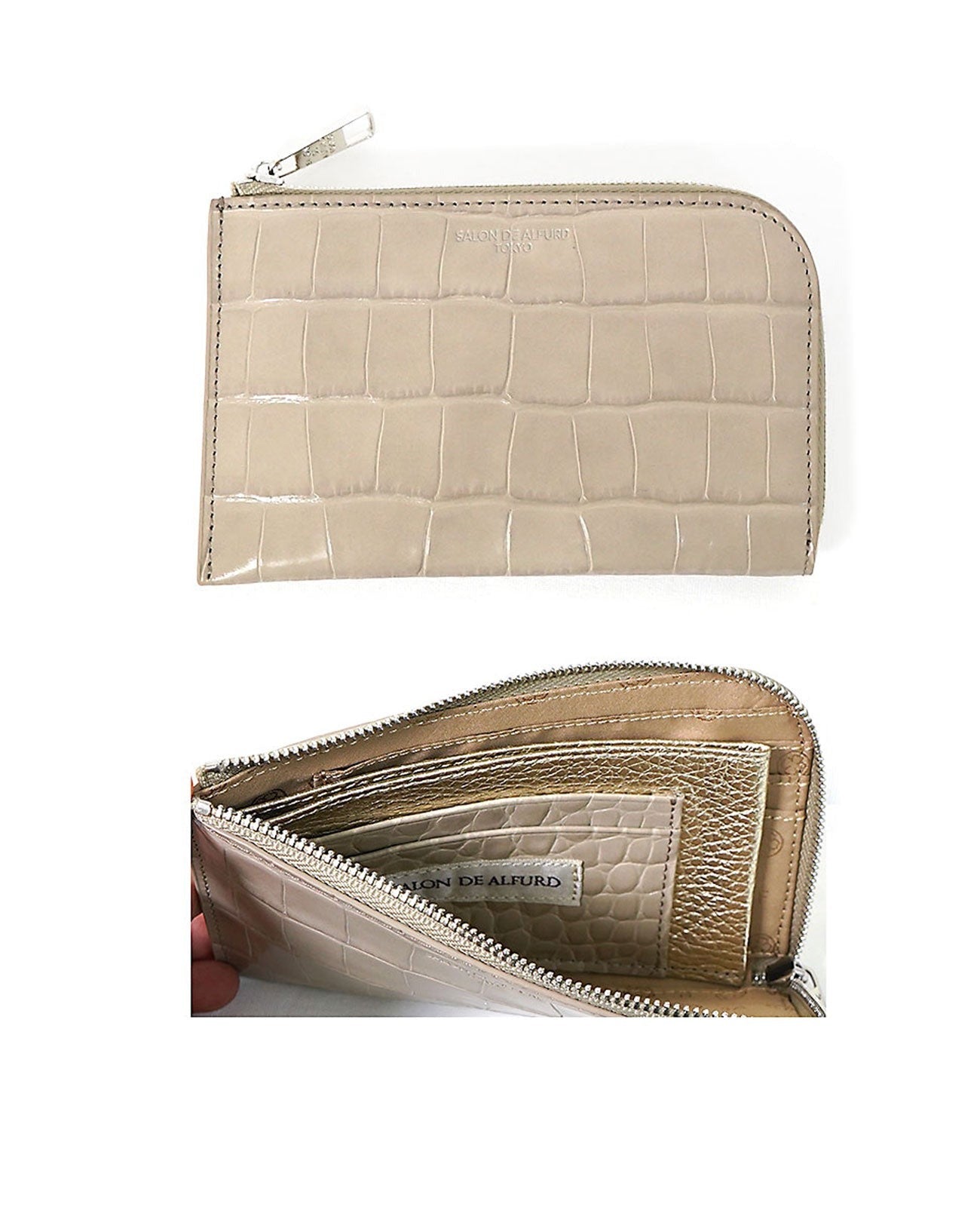 Carry L-shaped Mini Wallet, Italian Croco Embossed Leather Edition 1571