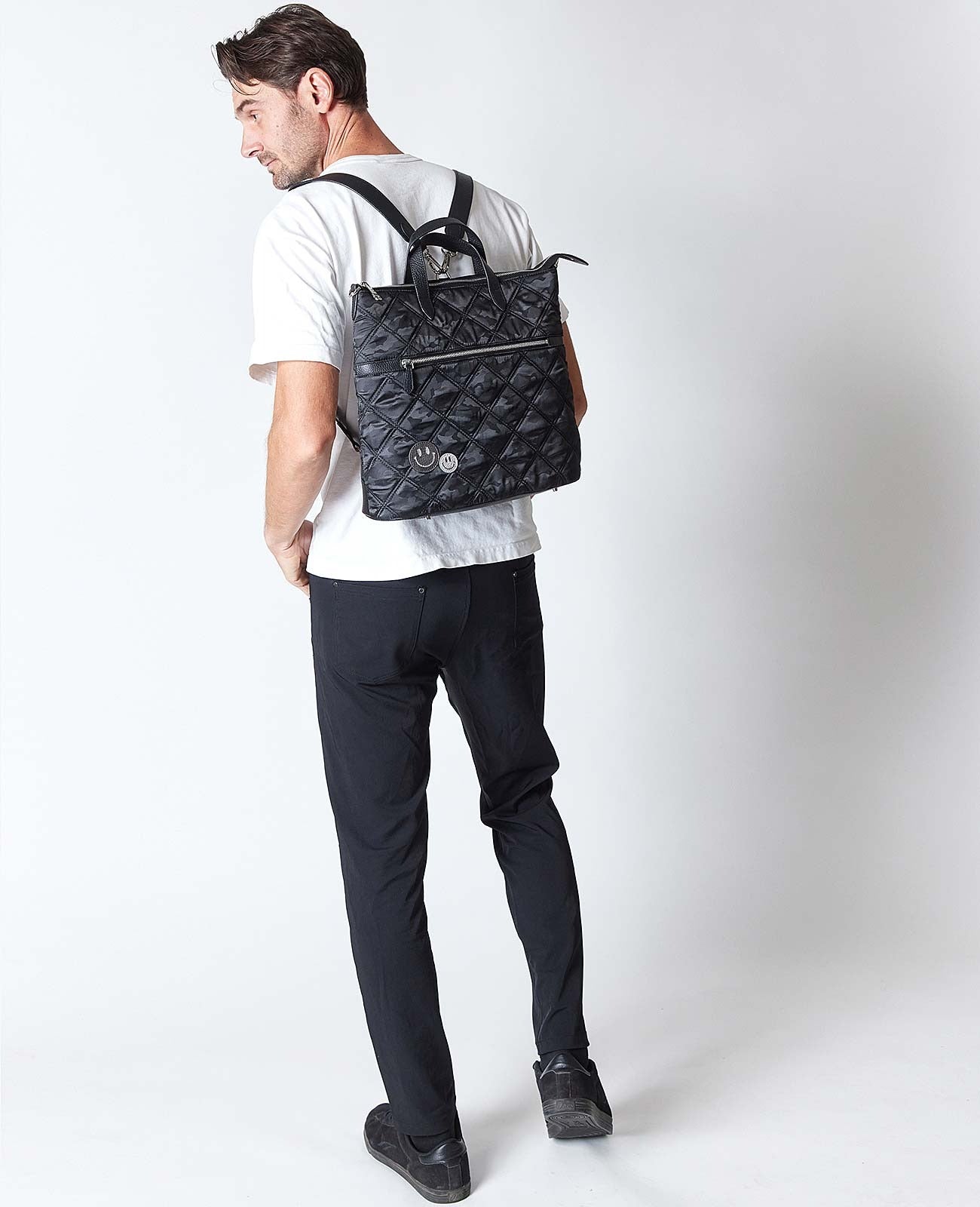 Smile Camouflage Pattern Quilted 4-Way Backpack 1789