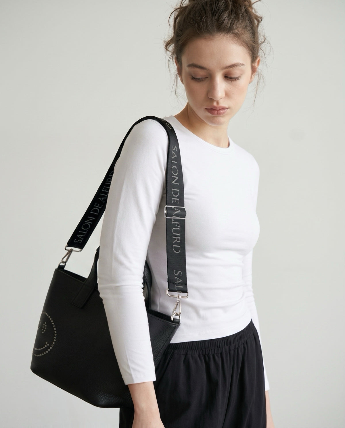 Wide Long Shoulder Bag with Front & Back Logo 1823