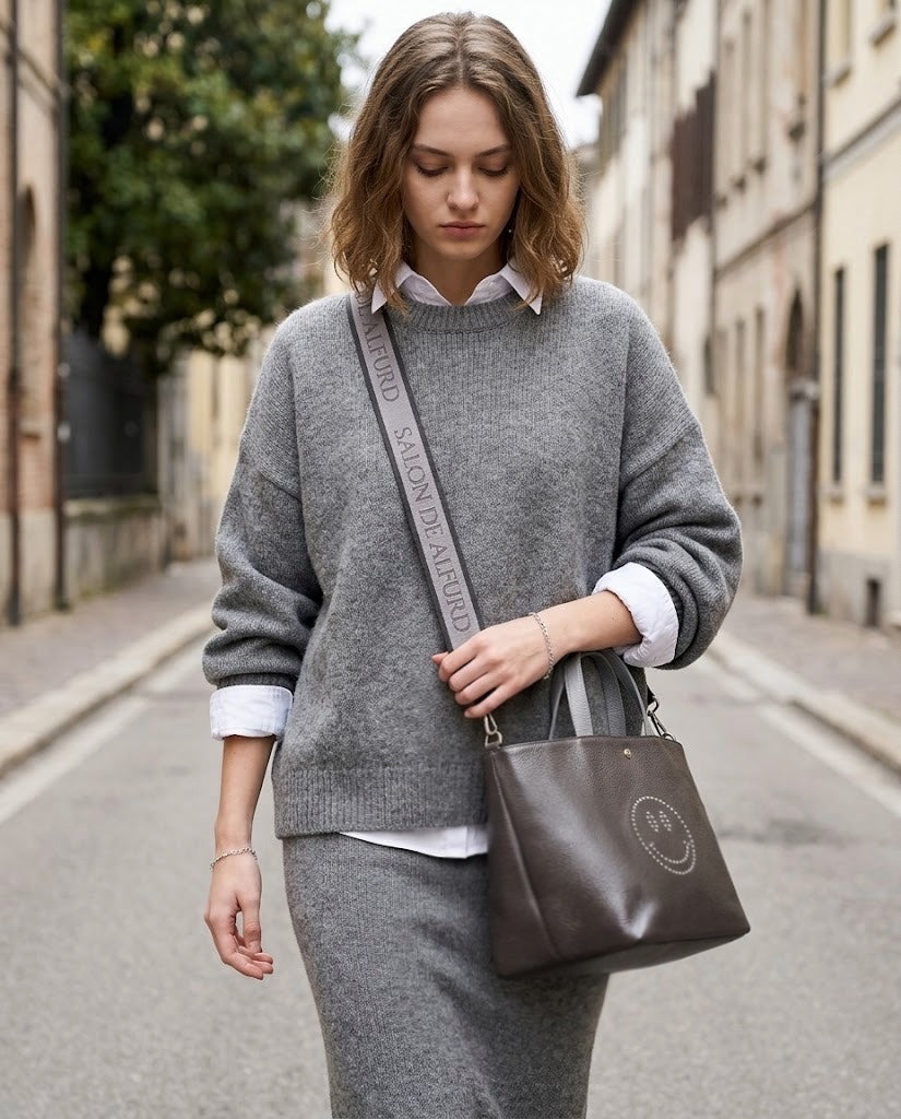 Wide Long Shoulder Bag with Front & Back Logo 1823