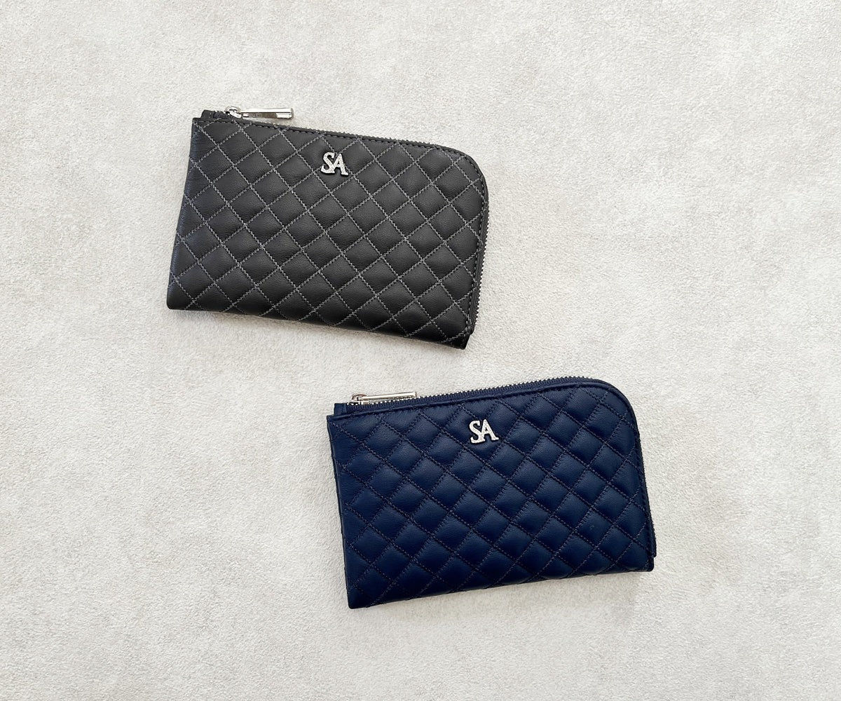 Tenera L-Shaped Zip Mini Wallet with SA Logo 1819stn-sa