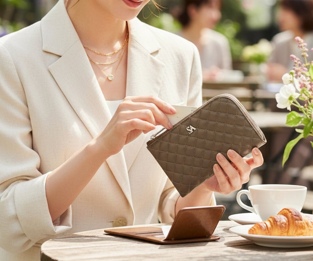 Tenera L-Shaped Zip Mini Wallet with SA Logo 1819stn-sa