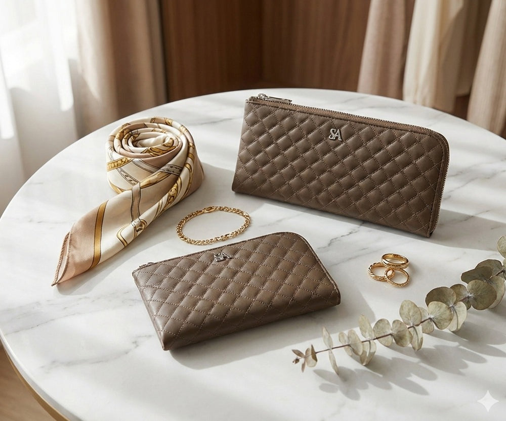 Tenera L-Shaped Zip Mini Wallet with SA Logo 1819stn-sa