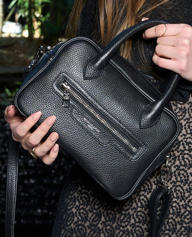 Horizontal 2-Way Boston Bag – Small Size – Italian Shrink-Embossed Leather Ver. 1882-it