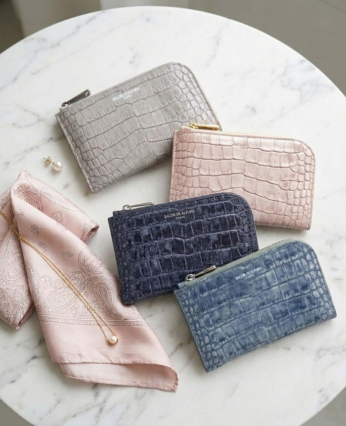 Carry L-Zip Mini Wallet – Glitter Croc-Embossed Leather 1977