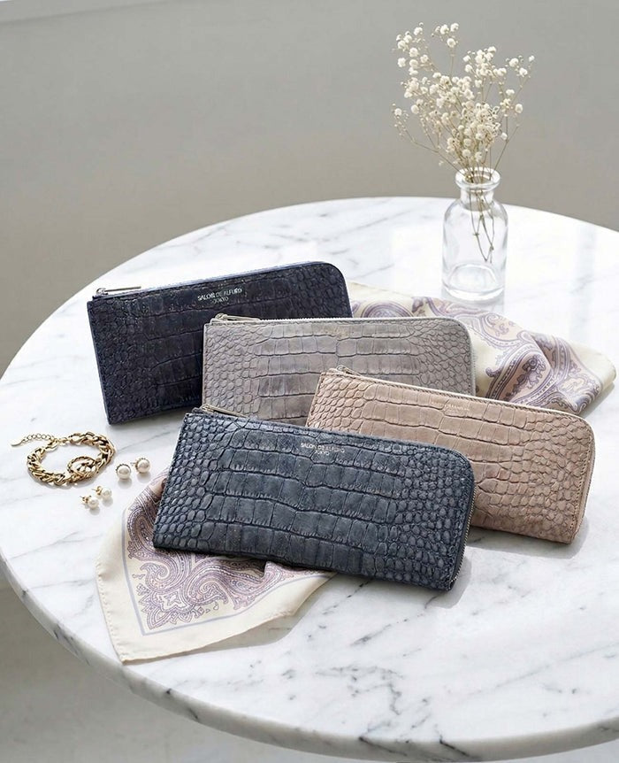 Carry L-Zip Long Wallet – Glitter Croc-Embossed Leather 1978