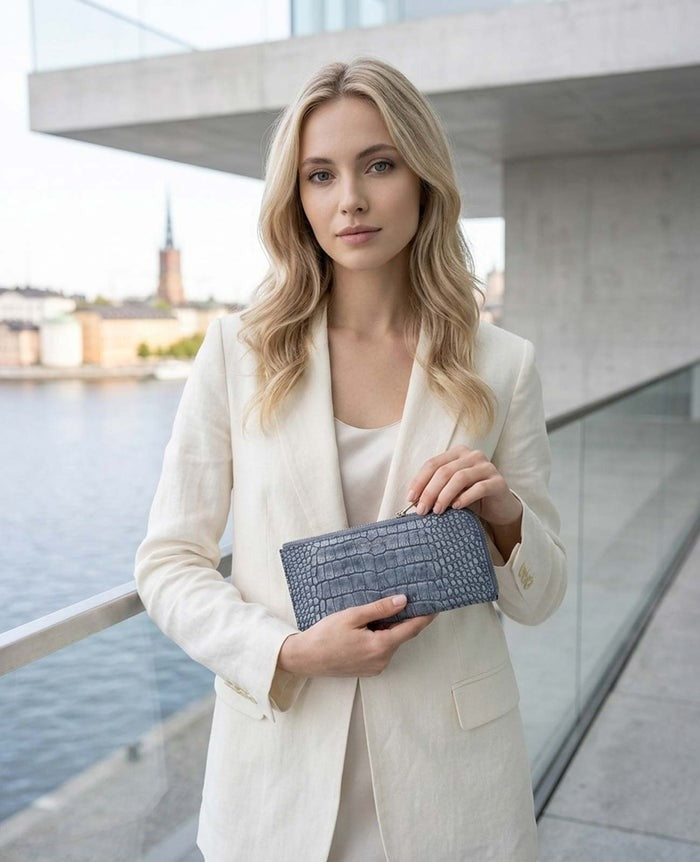 Carry L-Zip Long Wallet – Glitter Croc-Embossed Leather 1978